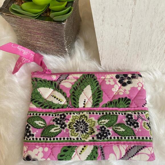 Vera Bradley Pink and Green Quilted Pouch - Picture 5 of 5